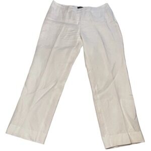 Talbots White Pure Irish Linen Classic Side Zip Ankle Pants Womens Size 14 Beach